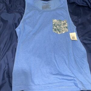 Volcom Light Blue Tank Top with Green Patterned Pocket